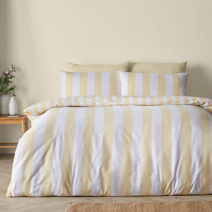 Catherine Lansfield Cove Stripe Duvet Cover Set - Yellow