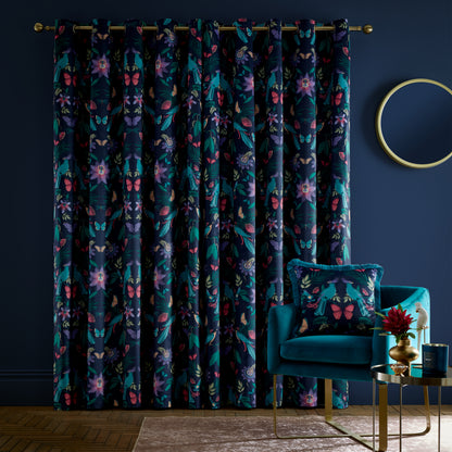 Catherine Lansfield Mya Tropical Birds Eyelet Curtains - Navy