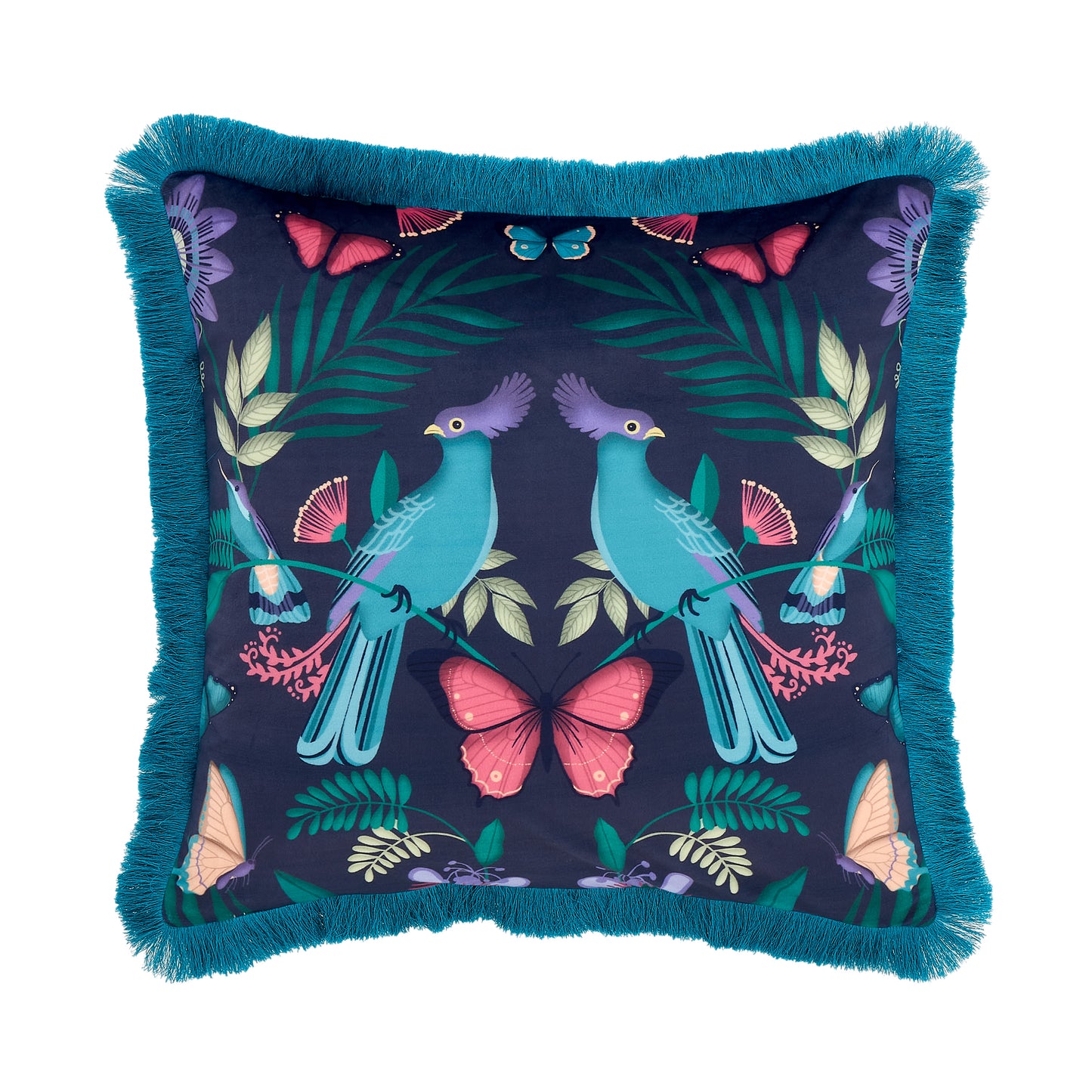 Catherine Lansfield Mya Tropical Birds Filled Cushion - Navy