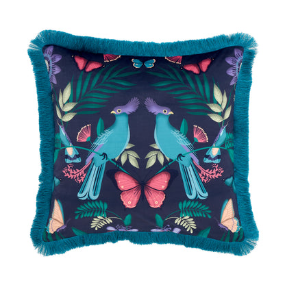 Catherine Lansfield Mya Tropical Birds Filled Cushion - Navy