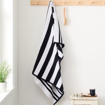 Bianca Reversible Stripe Jacquard Bath Towels - Black