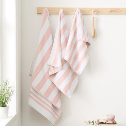 Bianca Reversible Stripe Jacquard Bath Towels - Blush
