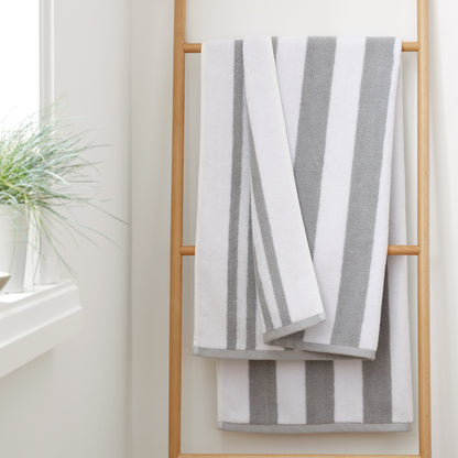 Bianca Reversible Stripe Jacquard Bath Towels - Grey