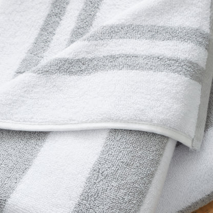 Bianca Reversible Stripe Jacquard Bath Towels - Grey