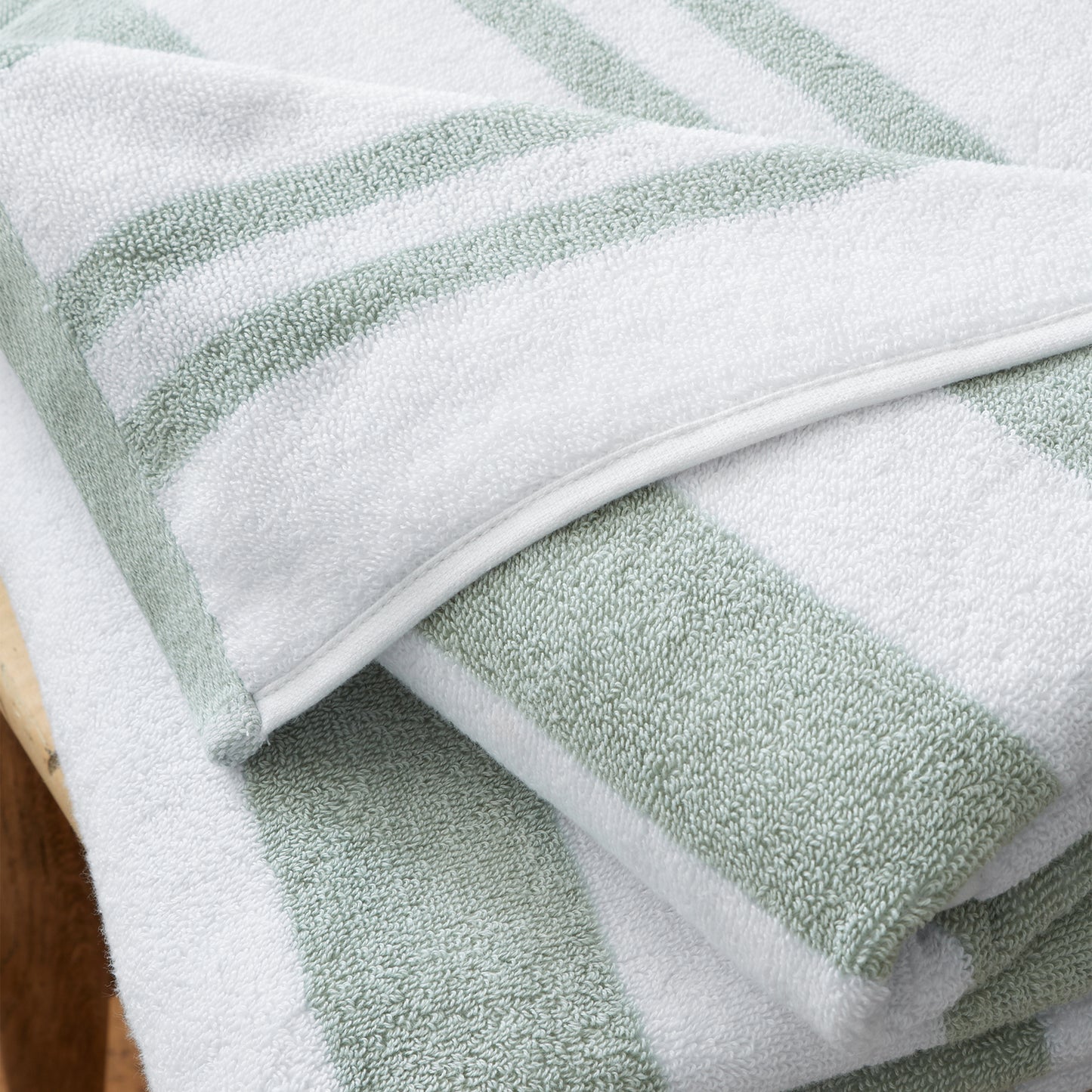 Bianca Reversible Stripe Jacquard Bath Towels - Sage