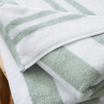 Bianca Reversible Stripe Jacquard Bath Towels - Sage