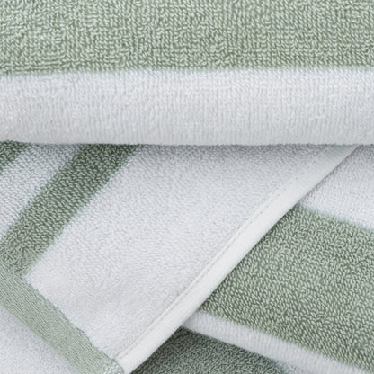 Bianca Reversible Stripe Jacquard Bath Towels - Sage