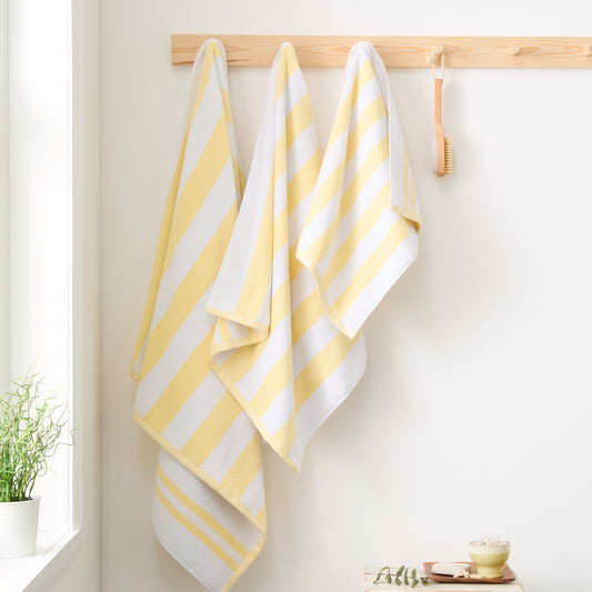 Bianca Reversible Stripe Jacquard Bath Towels - Yellow
