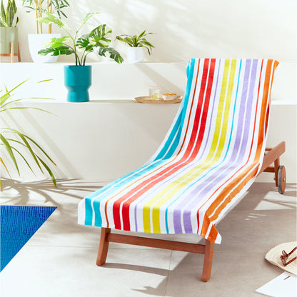 Catherine Lansfield Rainbow Stripe Lounger Beach Towel