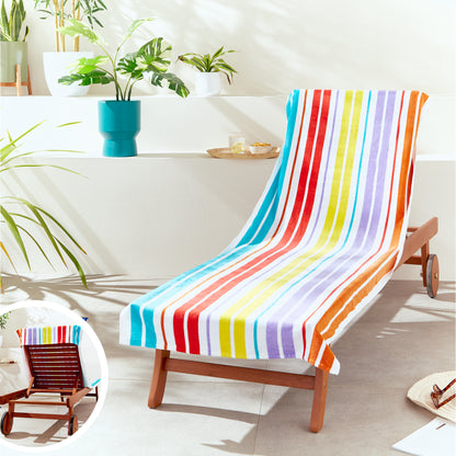 Catherine Lansfield Rainbow Stripe Lounger Beach Towel