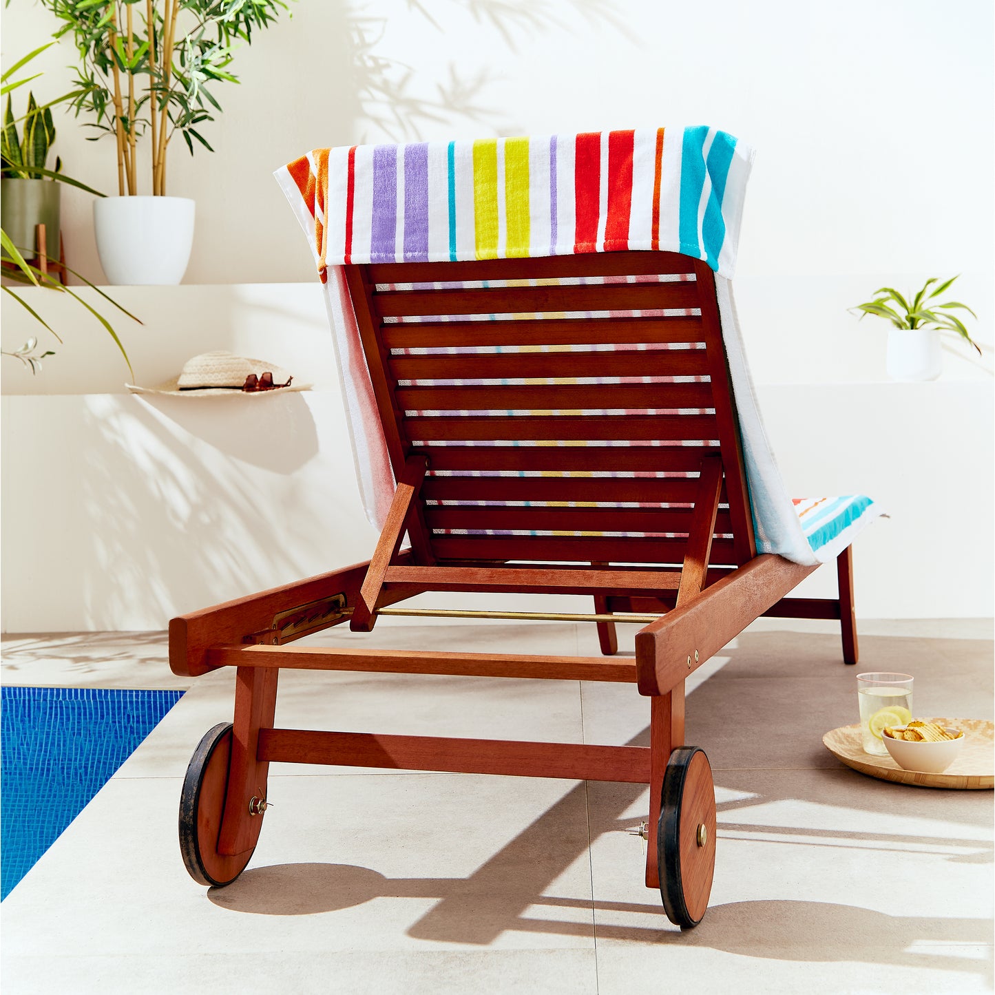 Catherine Lansfield Rainbow Stripe Lounger Beach Towel