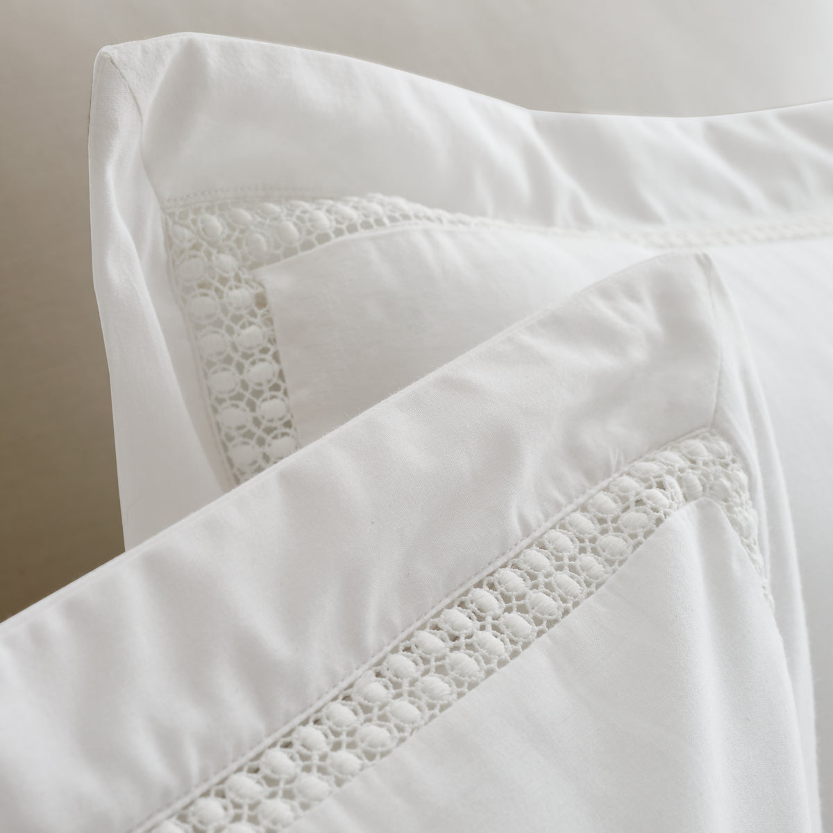 Bianca Oxford Lace Trim Duvet Cover Set - White