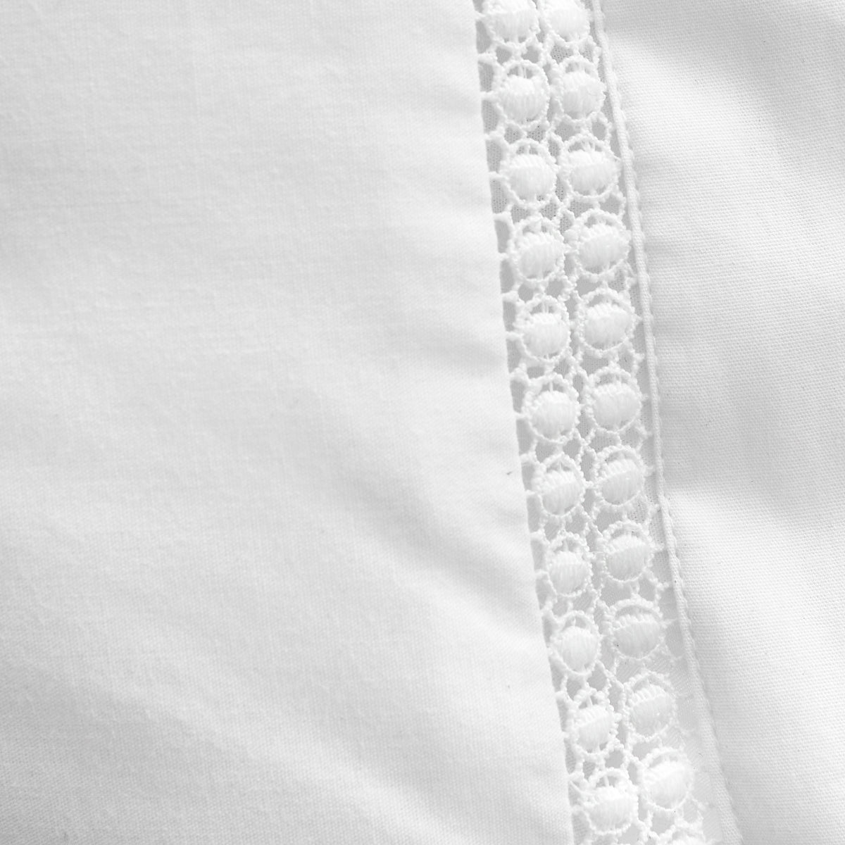 Bianca Oxford Lace Trim Duvet Cover Set - White