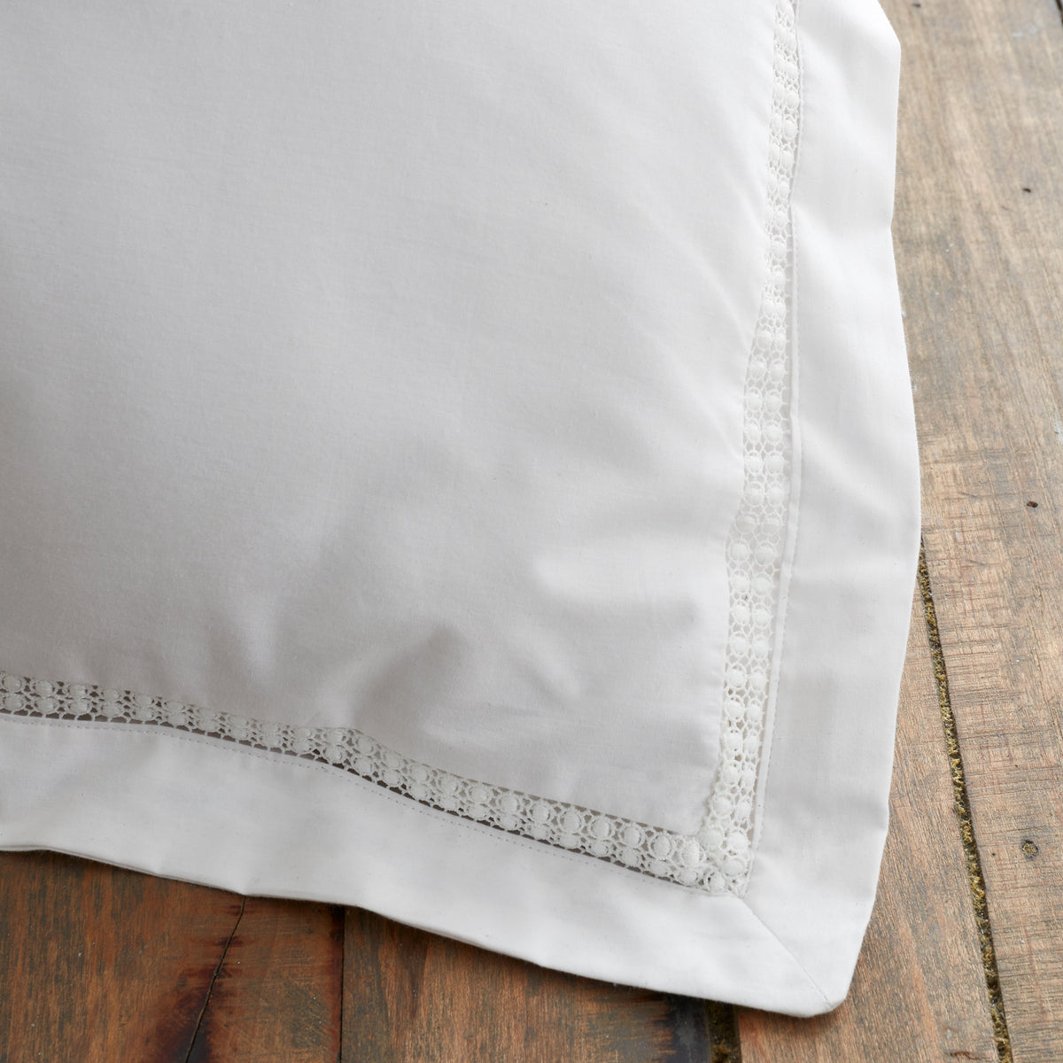 Bianca Oxford Lace Trim Duvet Cover Set - White