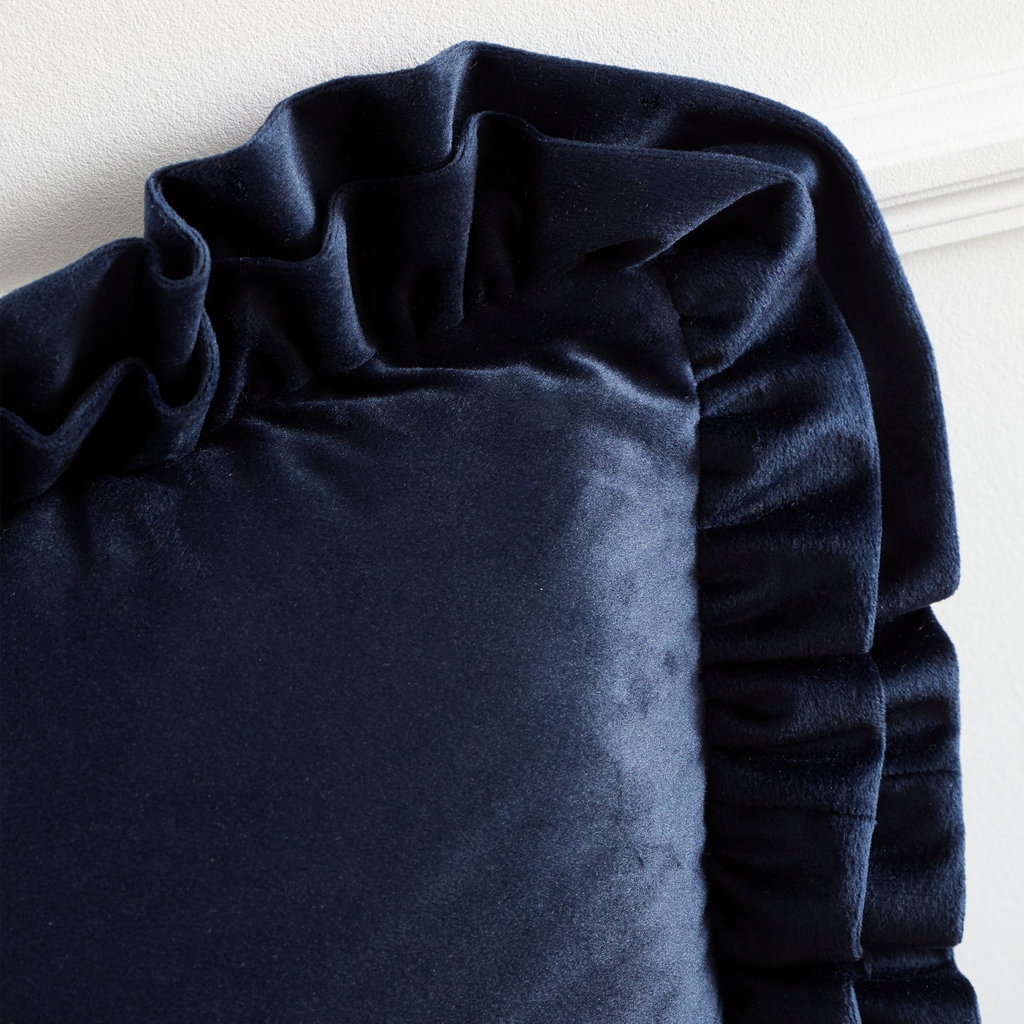 Catherine Lansfield So Soft Velvet Touch Double Frill Filled Cushion - Navy