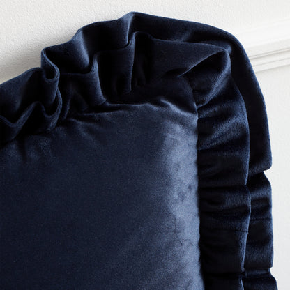Catherine Lansfield So Soft Velvet Touch Double Frill Filled Cushion - Navy