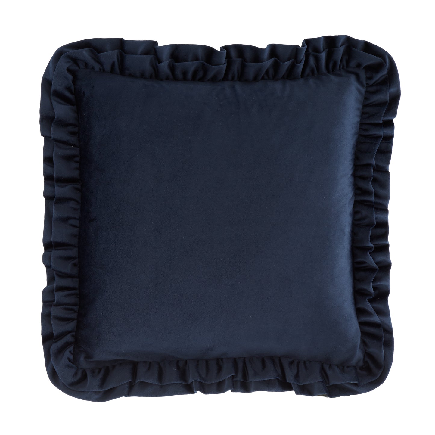 Catherine Lansfield So Soft Velvet Touch Double Frill Filled Cushion - Navy