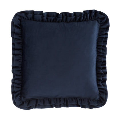 Catherine Lansfield So Soft Velvet Touch Double Frill Filled Cushion - Navy