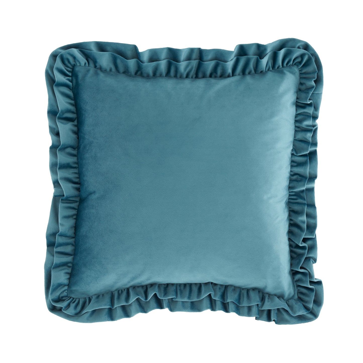 Catherine Lansfield So Soft Velvet Touch Double Frill Filled Cushion - Teal