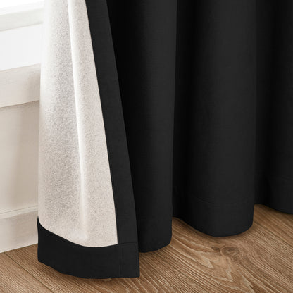 Catherine Lansfield Wilson Velvet Blackout Thermal Eyelet Curtains - Black