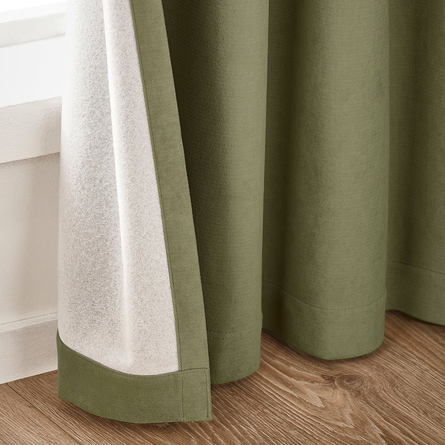 Catherine Lansfield Wilson Velvet Blackout Thermal Eyelet Curtains - Olive