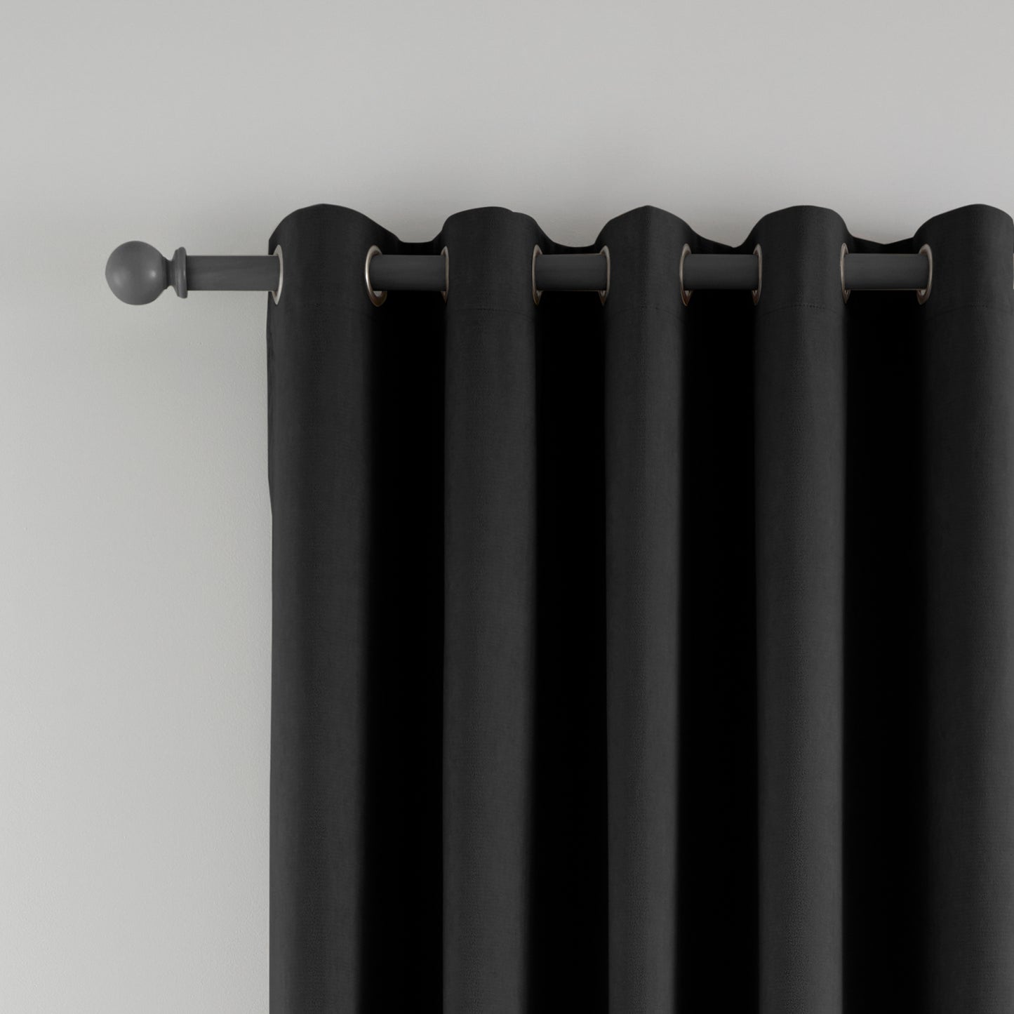 Catherine Lansfield Wilson Velvet Blackout Thermal Eyelet Door Panel Curtain - Black