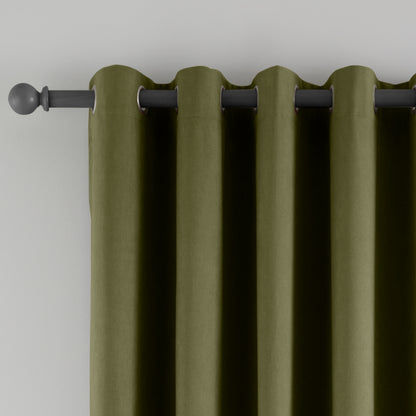 Catherine Lansfield Wilson Velvet Blackout Thermal Eyelet Door Panel Curtain - Olive