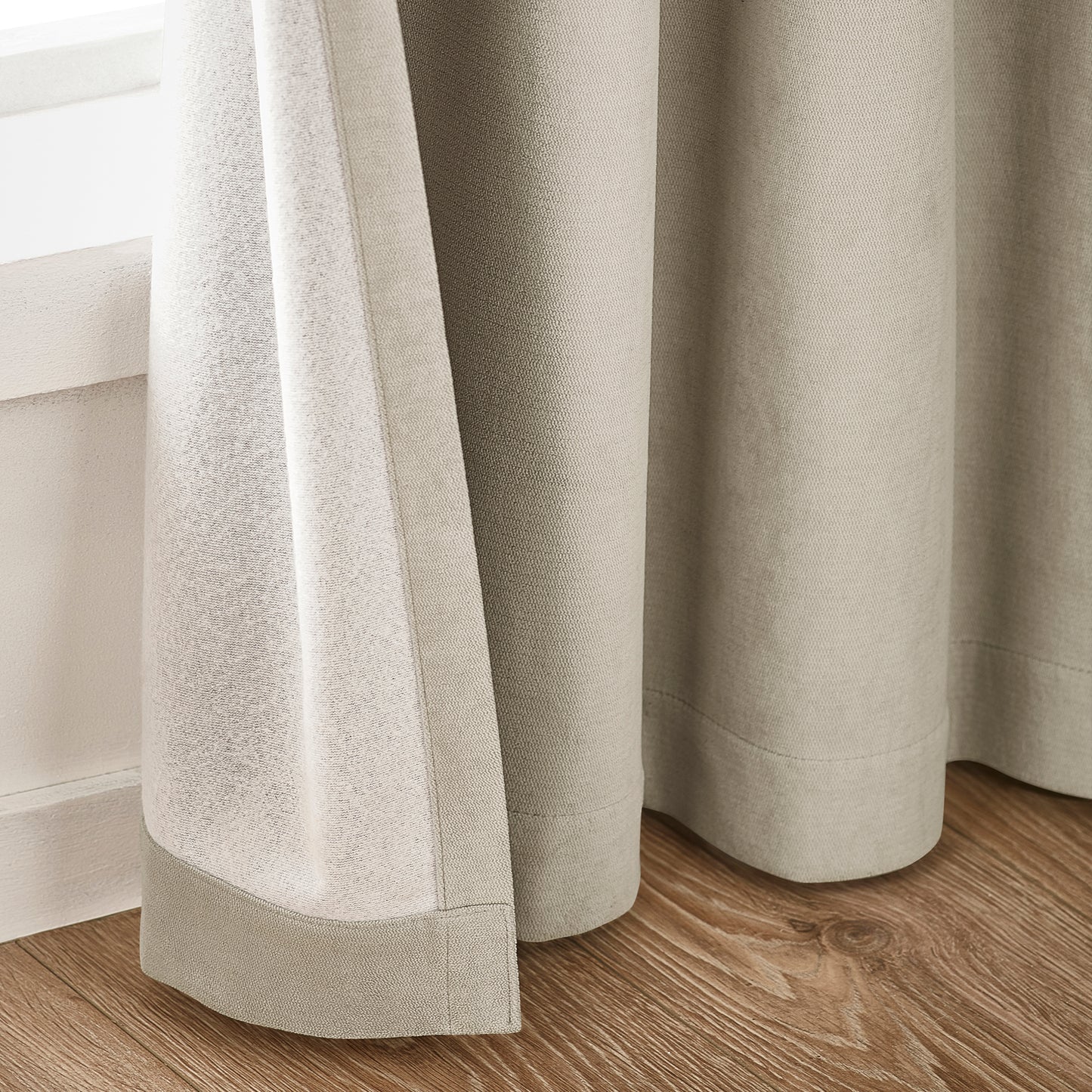 Catherine Lansfield Wilson Velvet Blackout Thermal Eyelet Curtains - Natural