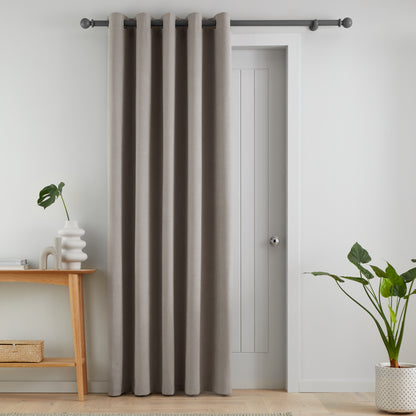 Catherine Lansfield Wilson Velvet Blackout Thermal Eyelet Door Panel Curtain - Grey