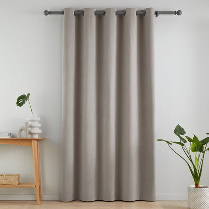 Catherine Lansfield Wilson Velvet Blackout Thermal Eyelet Door Panel Curtain - Grey