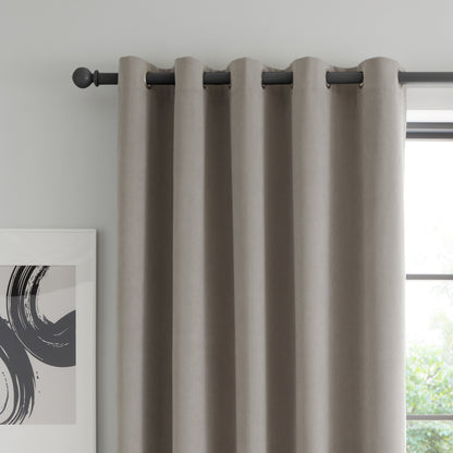 Catherine Lansfield Wilson Velvet Blackout Thermal Eyelet Door Panel Curtain - Grey