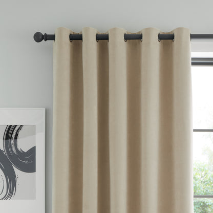 Catherine Lansfield Wilson Velvet Blackout Thermal Eyelet Door Panel Curtain - Natural