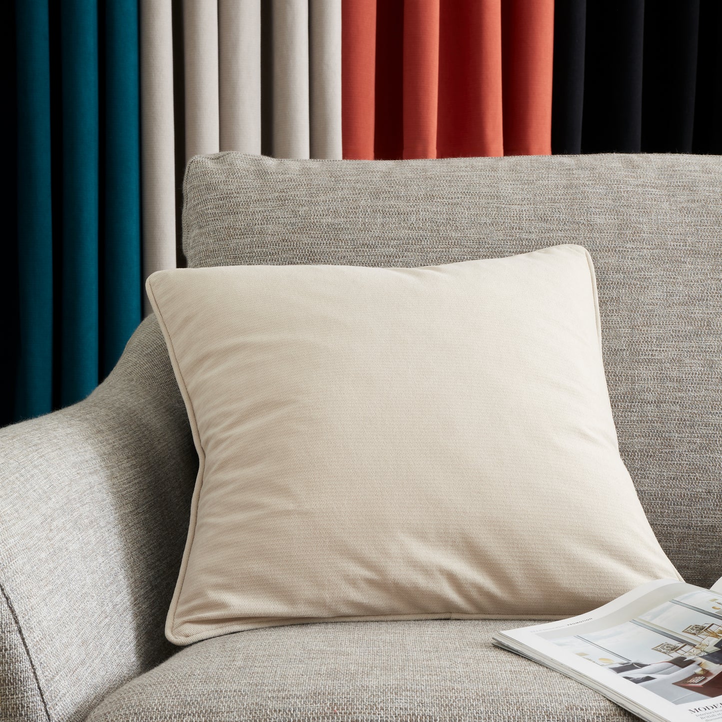 Catherine Lansfield Wilson Velvet Filled Cushion - Natural