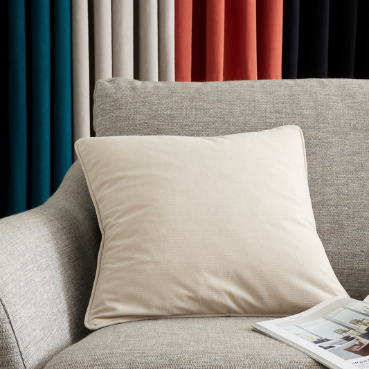 Catherine Lansfield Wilson Velvet Filled Cushion - Natural