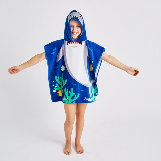 Catherine Lansfield Shark Hooded Poncho Towel