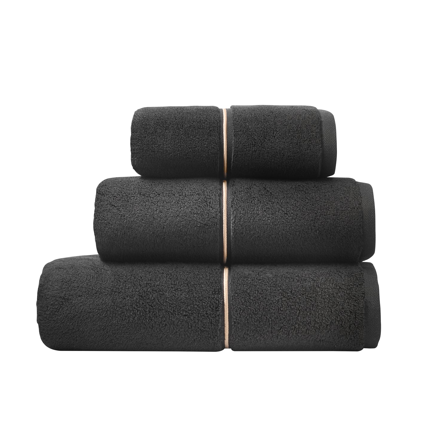 Bianca Zero Twist Satin Stitch Bath Towels - Black