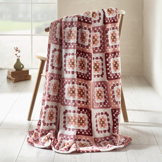 Catherine Lansfield Crochet Print Throw