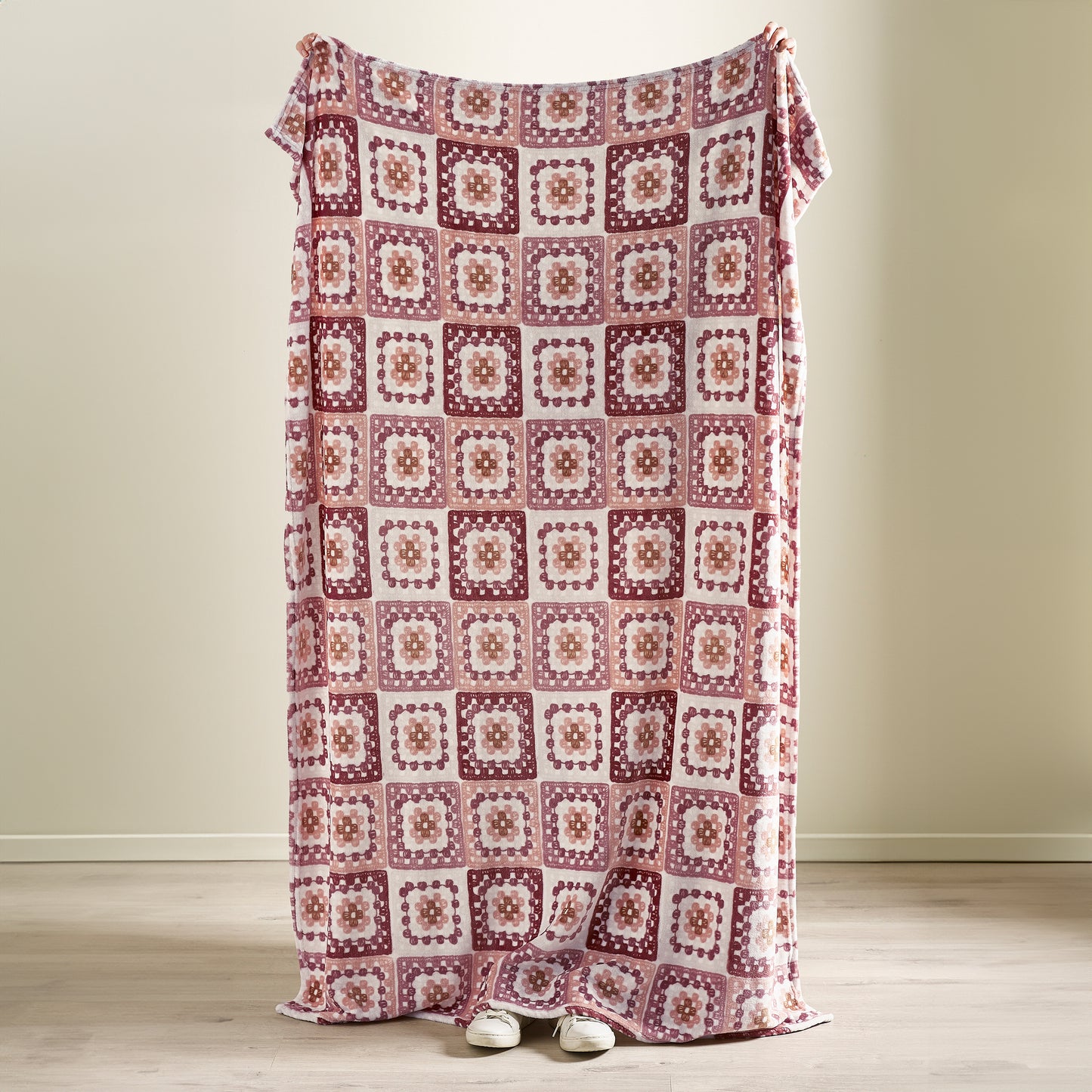 Catherine Lansfield Crochet Print Throw
