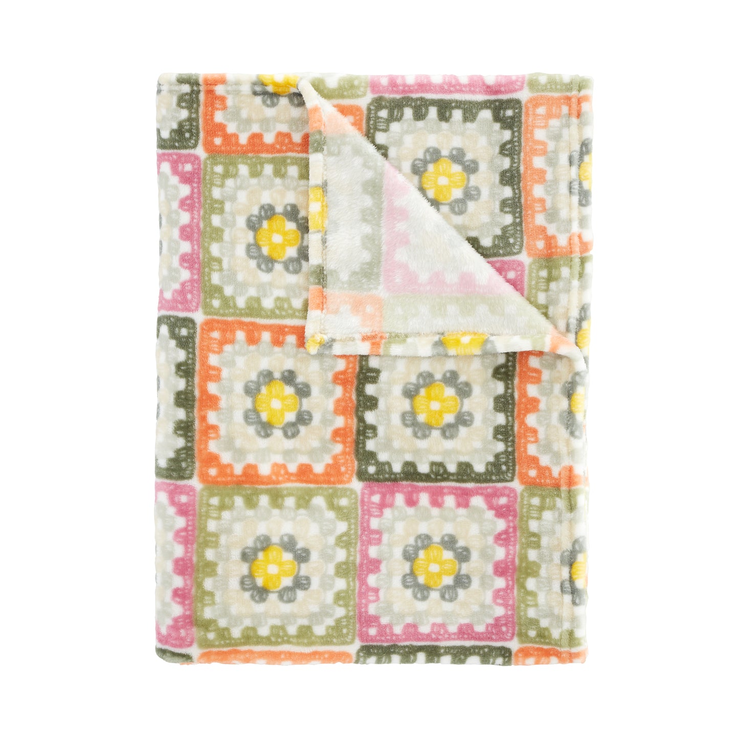 Catherine Lansfield Crochet Print Throw - Green