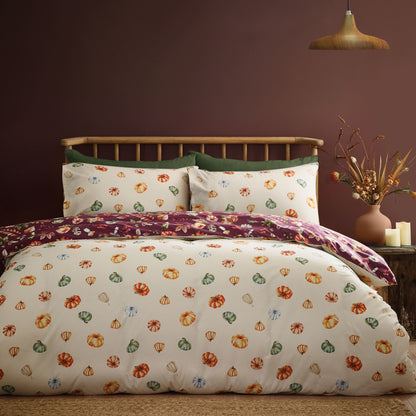 Catherine Lansfield Autumn Pumpkins Duvet Cover Set - Plum