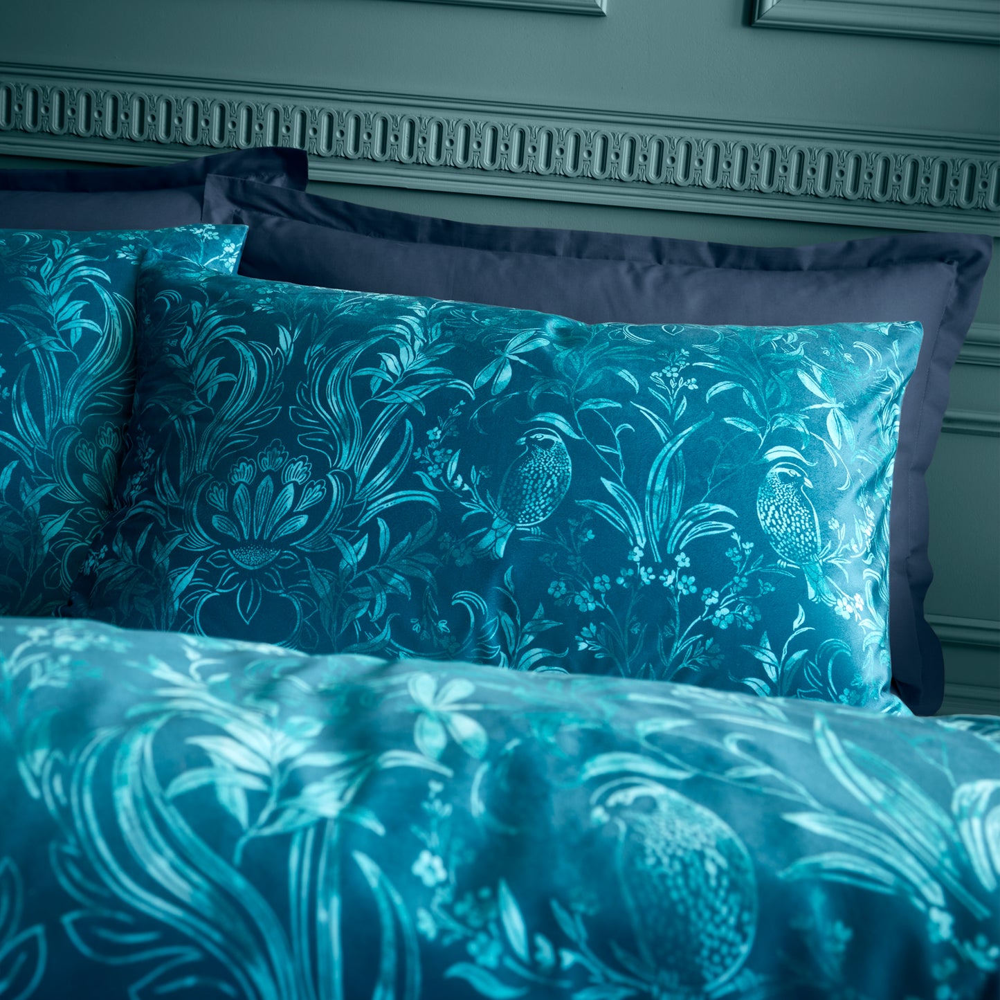 Bridgerton Regal Birds Duvet Cover Set - Teal