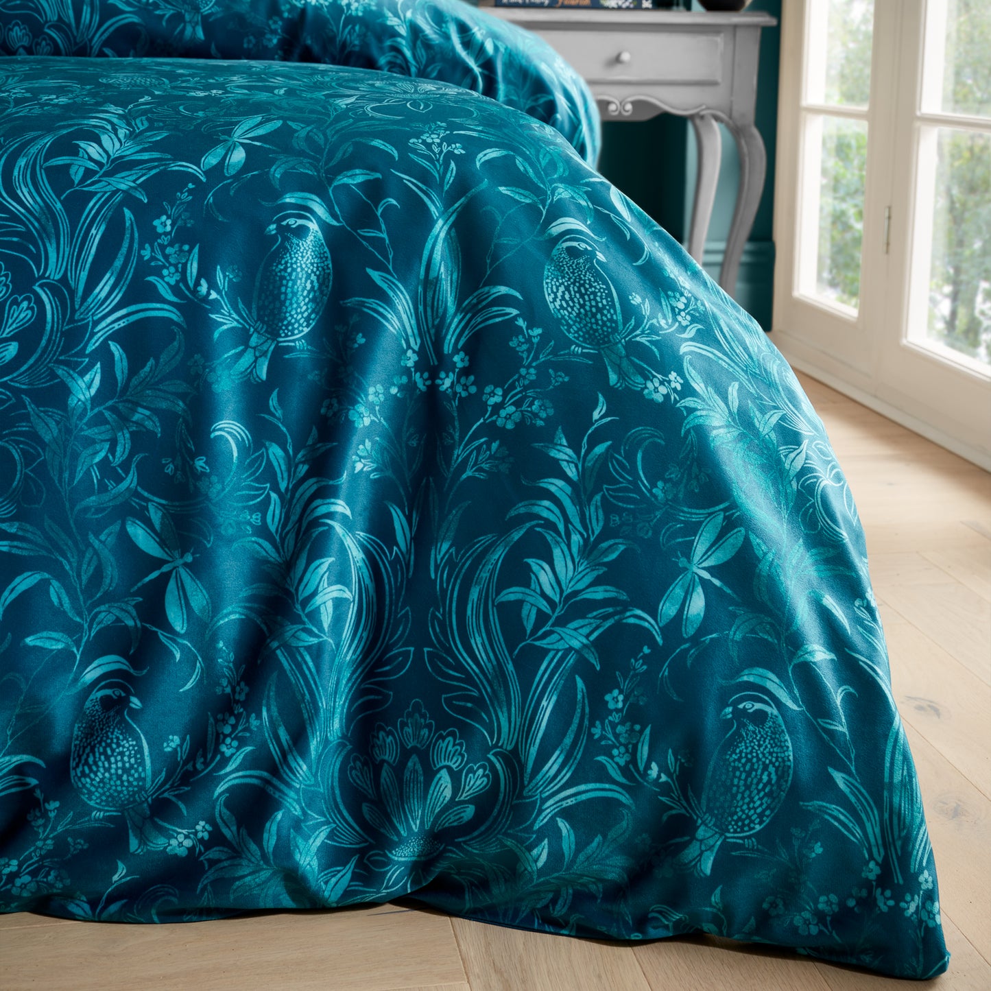 Bridgerton Regal Birds Duvet Cover Set - Teal