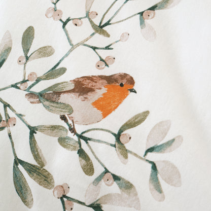 Catherine Lansfield Brushed Mistletoe Robins Duvet Cover Set