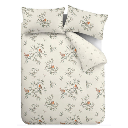 Catherine Lansfield Brushed Mistletoe Robins Duvet Cover Set
