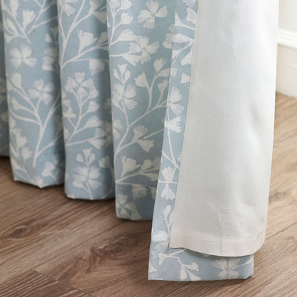Catherine Lansfield Brooke Floral Pencil Pleat Curtains - Duck Egg