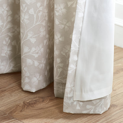 Catherine Lansfield Brooke Floral Pencil Pleat Curtains - Natural