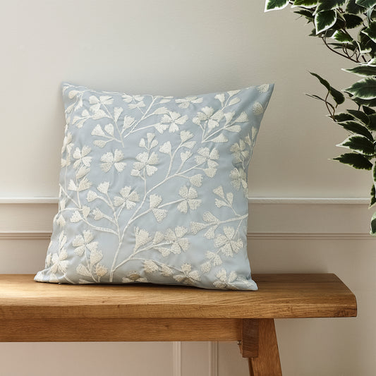 Catherine Lansfield Brooke Floral Filled Cushion - Duck Egg