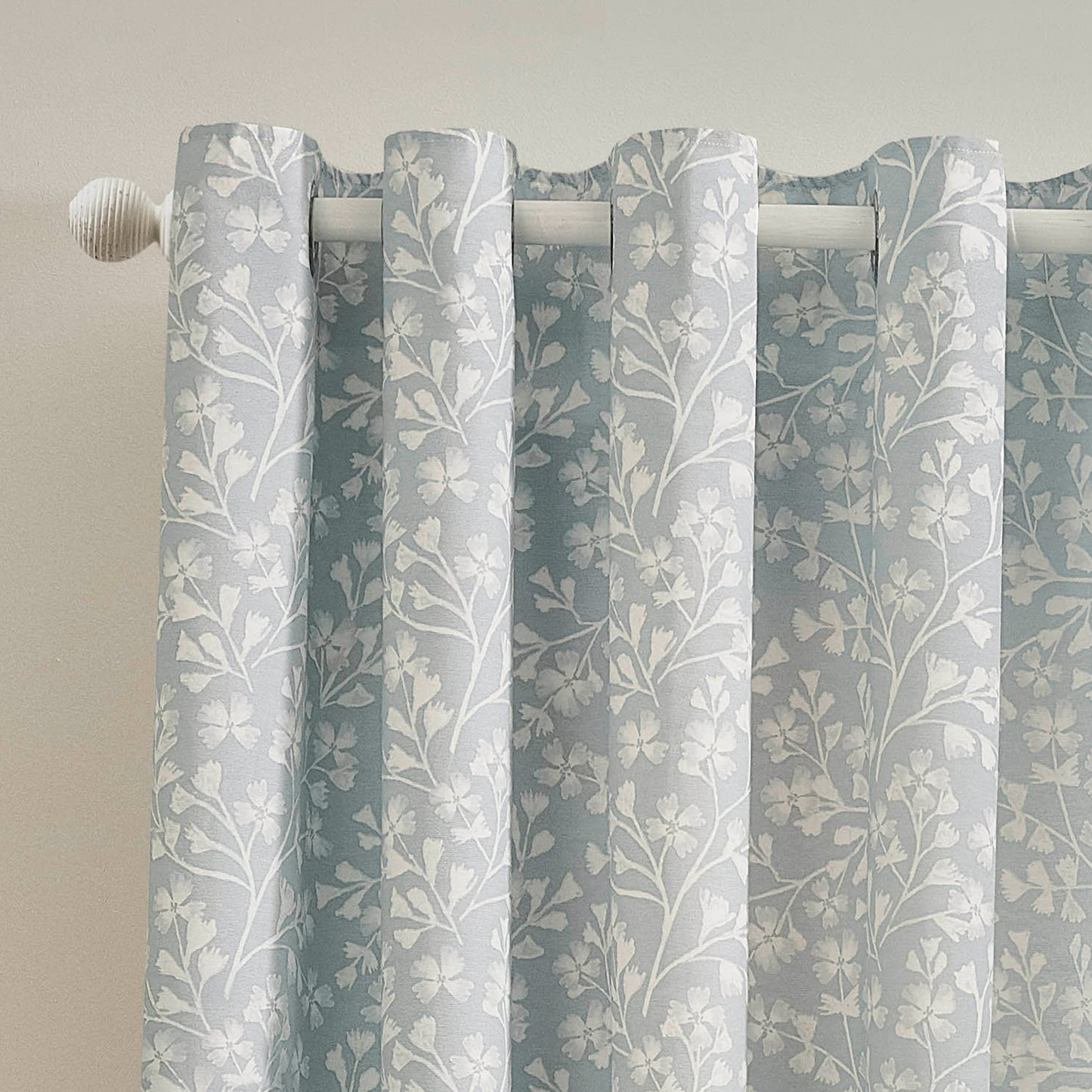 Catherine Lansfield Brooke Floral Eyelet Curtains - Duck Egg