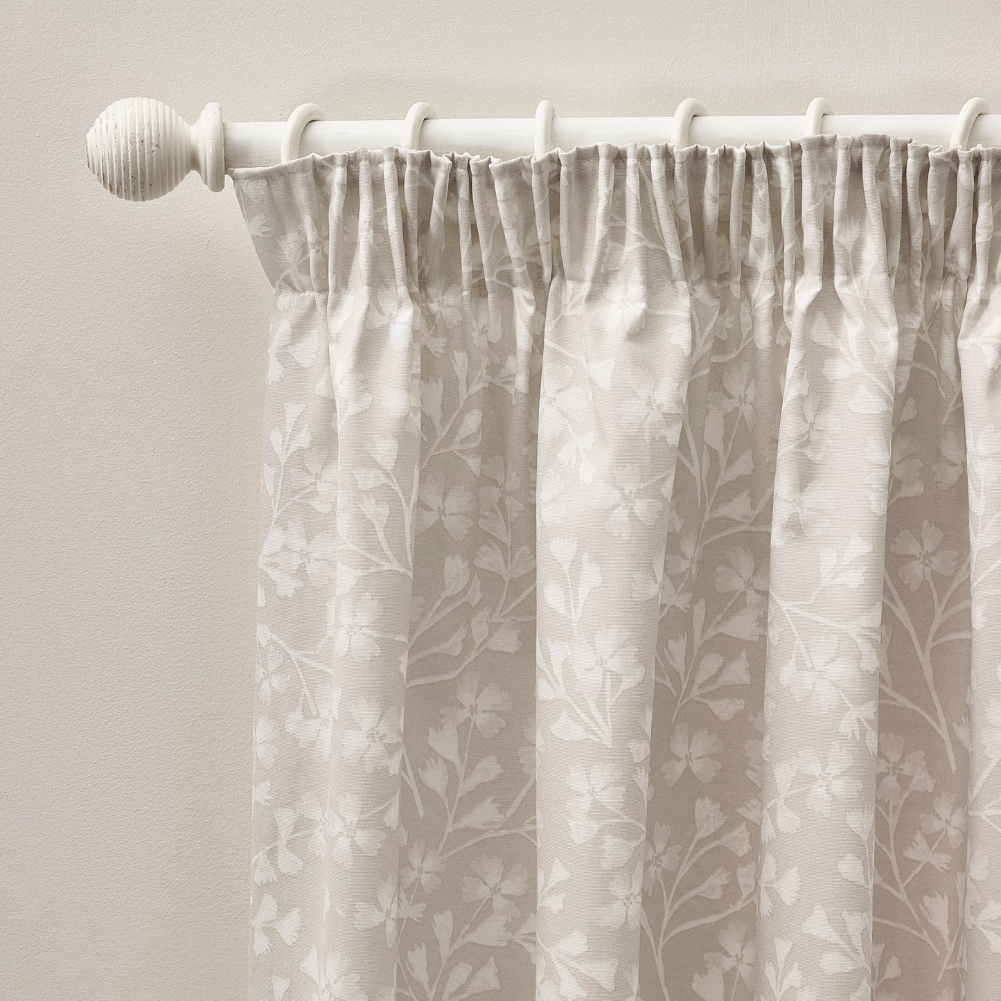 Catherine Lansfield Brooke Floral Pencil Pleat Curtains - Natural