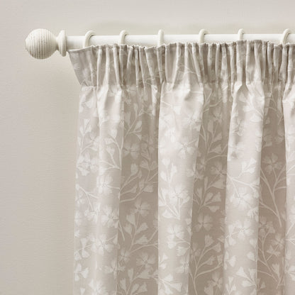 Catherine Lansfield Brooke Floral Pencil Pleat Curtains - Natural